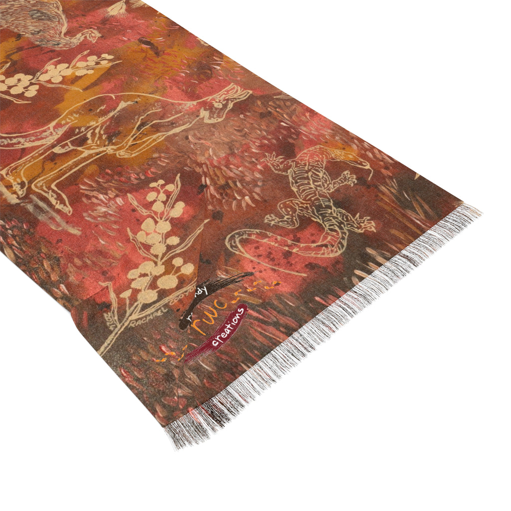 Australian Wildlife Light Scarf — Echidna, Kangaroo and Goanna Print