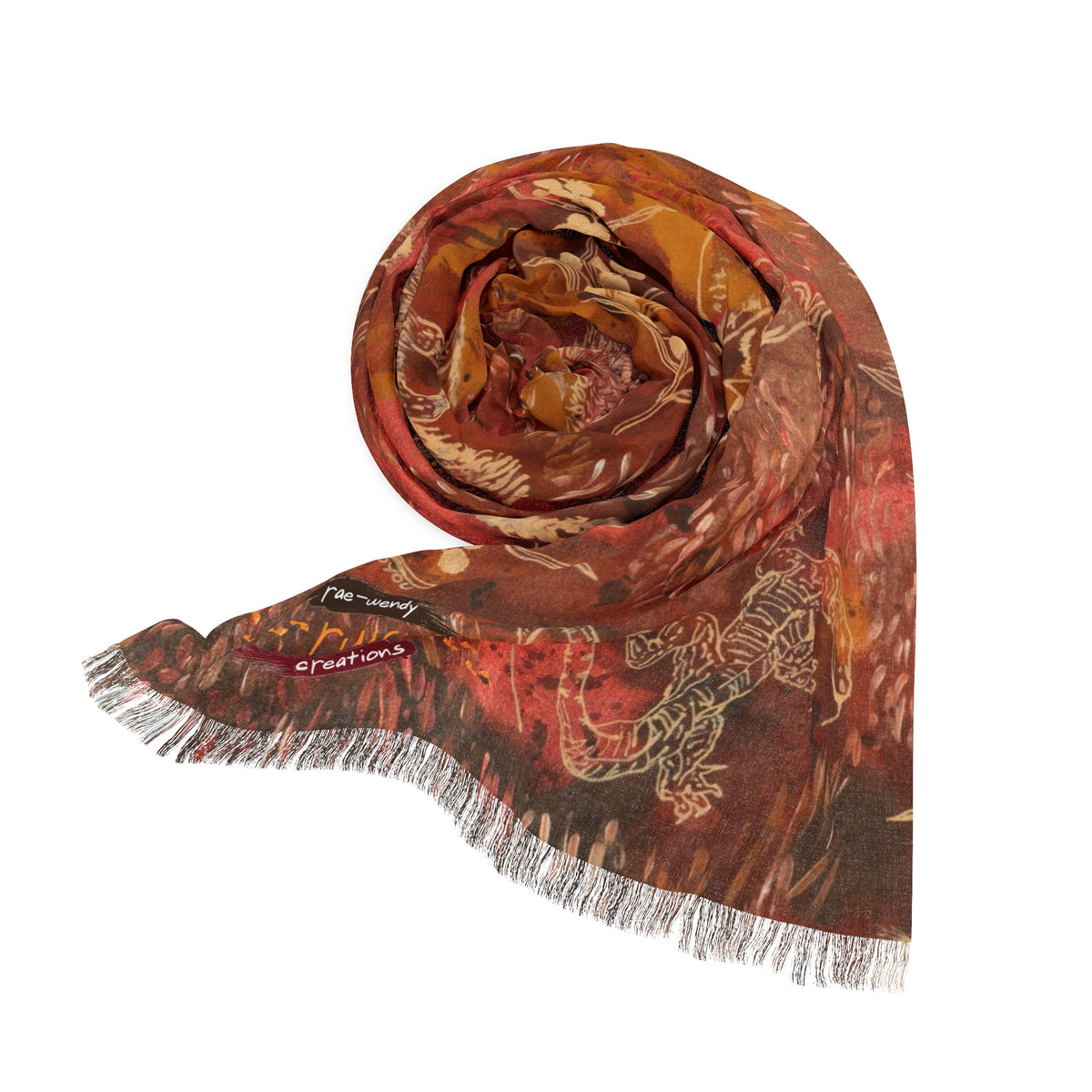 Australian Wildlife Light Scarf — Echidna, Kangaroo and Goanna Print